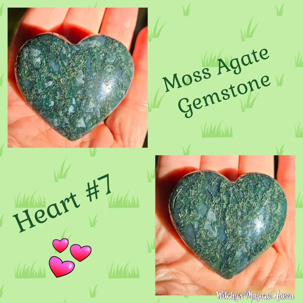 Moss Agate Gemstone Crystal Hearts